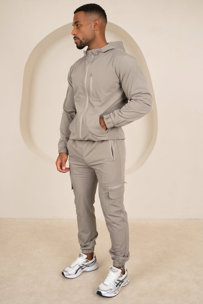 Brushed Tech Windbreaker Jacket - Taupe