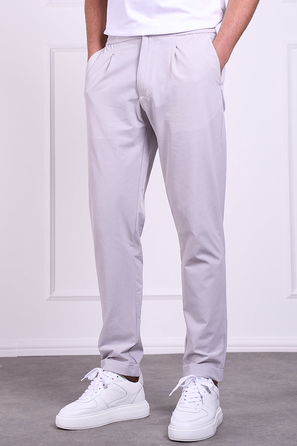 Premium Tapered Turn-Up Pants - Grey