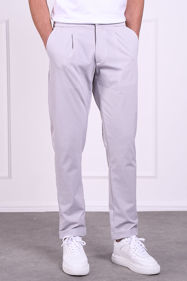 Premium Tapered Turn-Up Pants - Grey