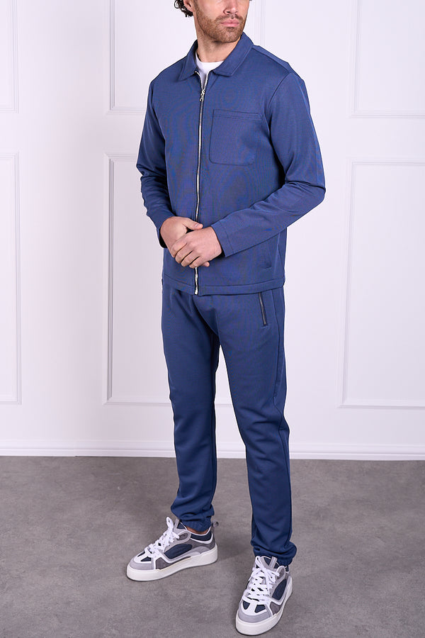 Pique Zip Up Jacket - Navy