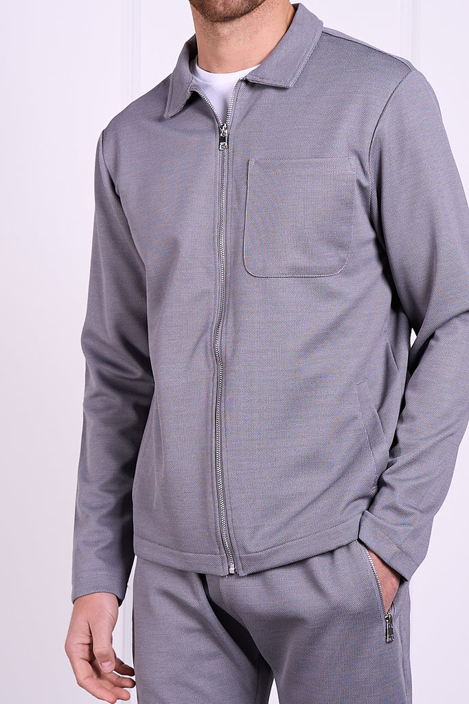 Pique Zip Up Jacket - Grey