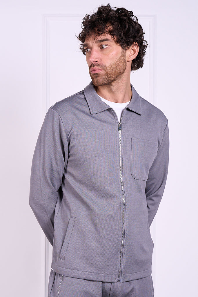 Pique Zip Up Jacket - Grey