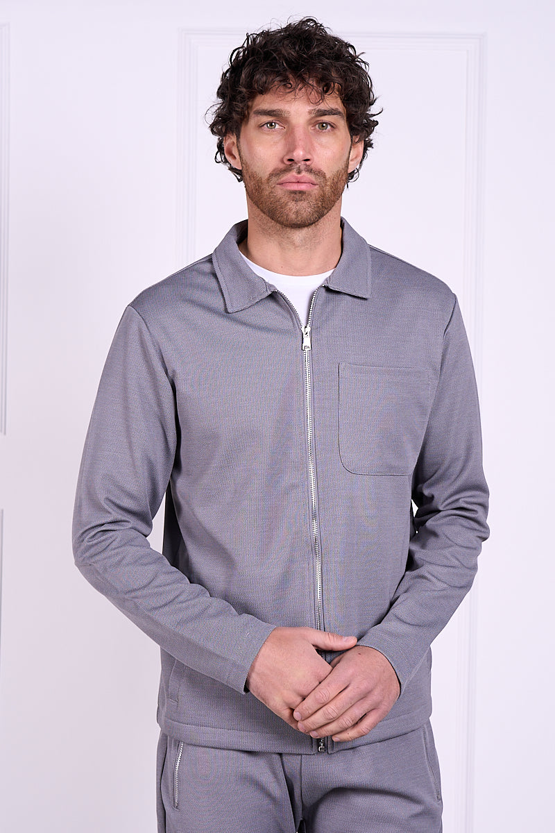 Pique Zip Up Jacket - Grey