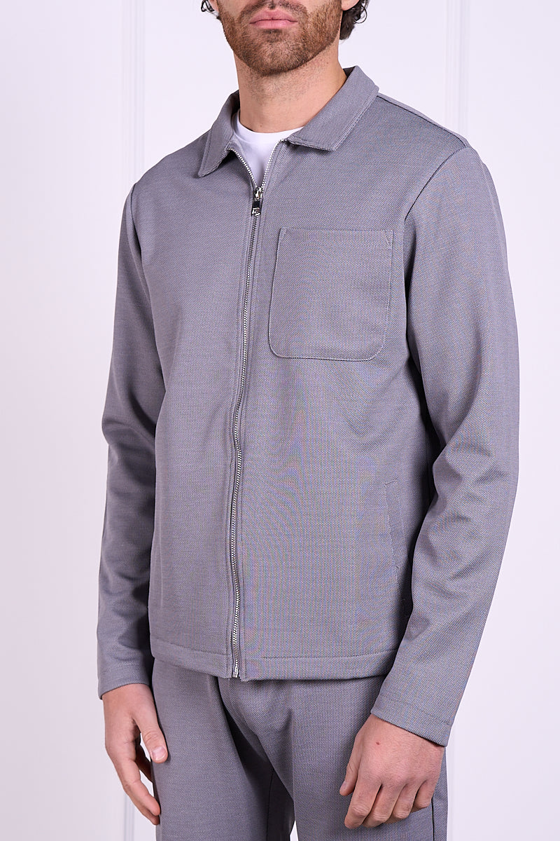 Pique Zip Up Jacket - Grey