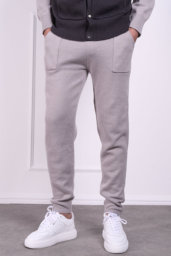 Panel Knitted Joggers - Grey