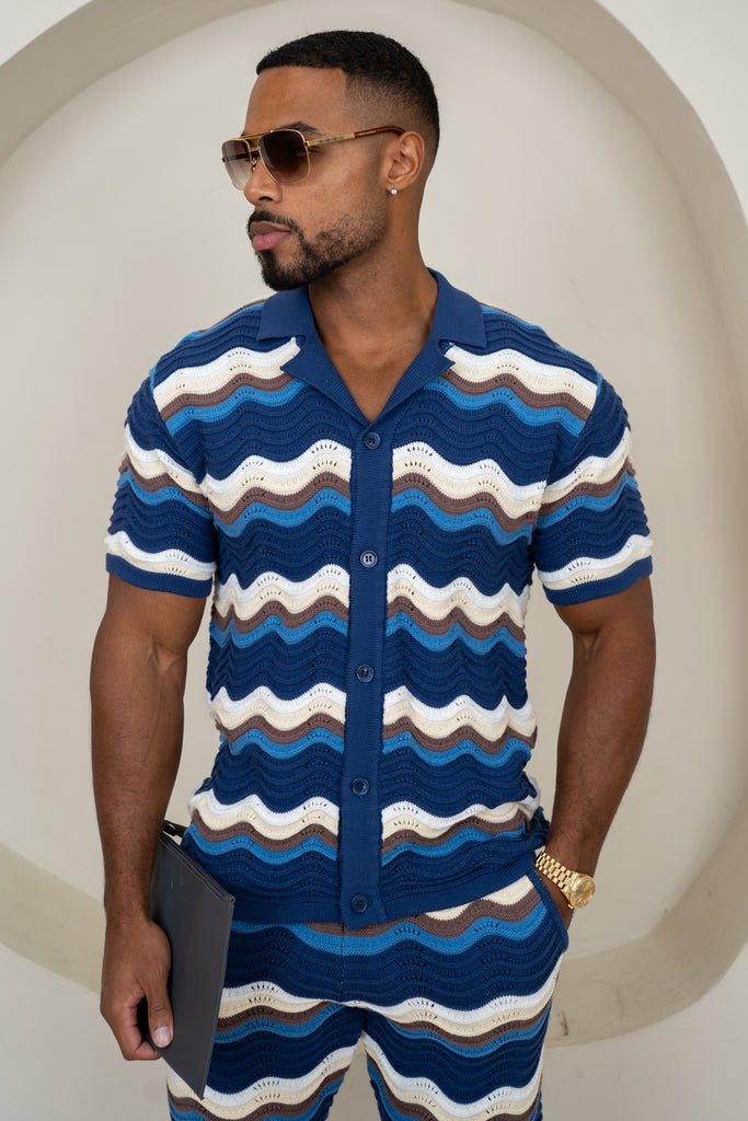 Capri Wave Resort Knitted Shirt - Navy