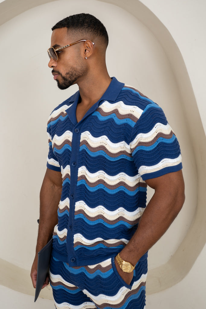 Capri Wave Resort Knitted Shirt - Navy