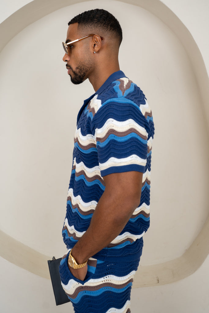 Capri Wave Resort Knitted Shirt - Navy