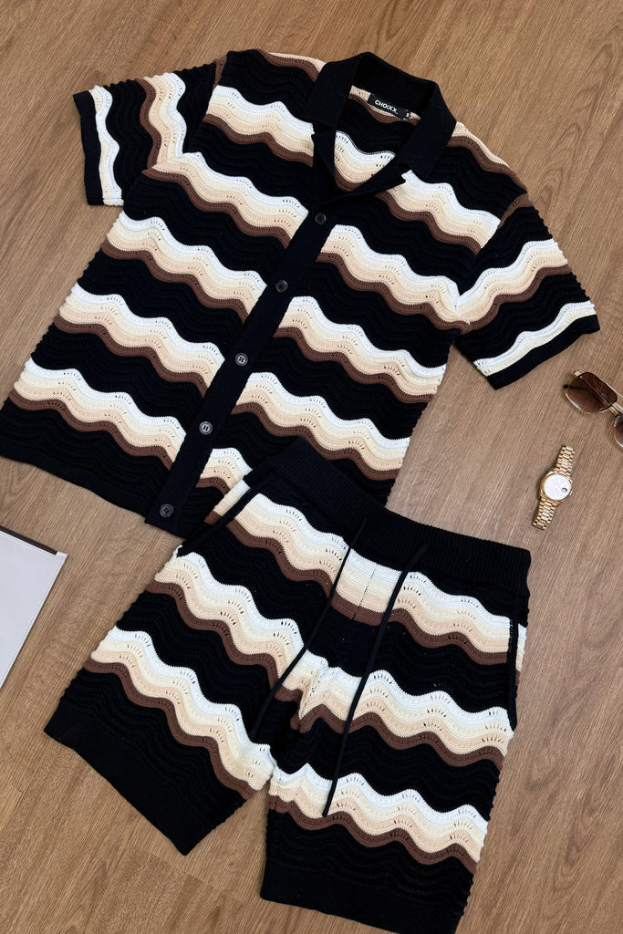 Capri Wave Resort Knitted Shirt - Black
