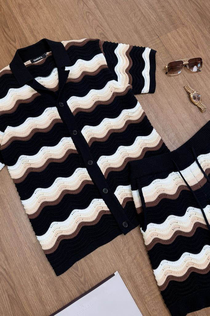 Capri Wave Resort Knitted Shirt - Black