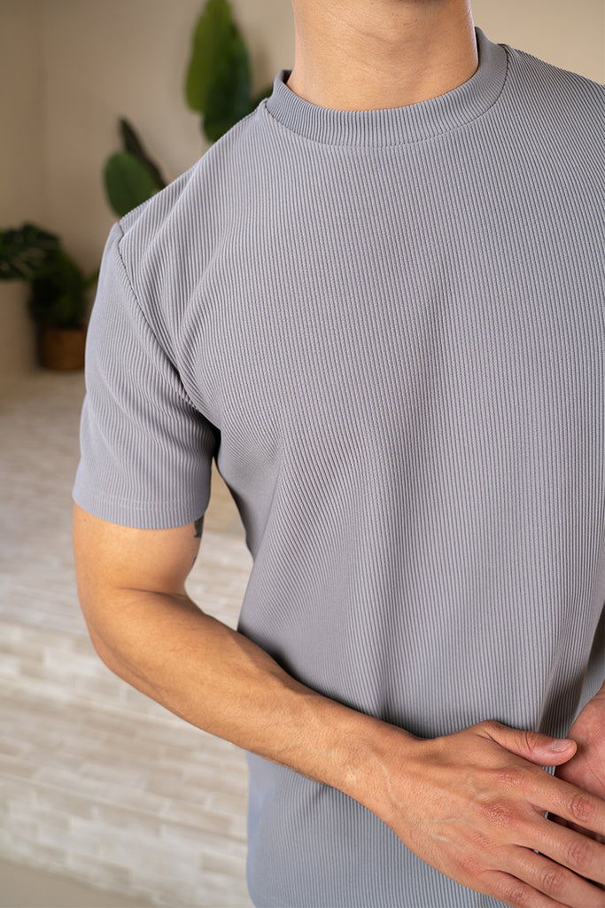 Pleated Slim Fit T-Shirt - Grey