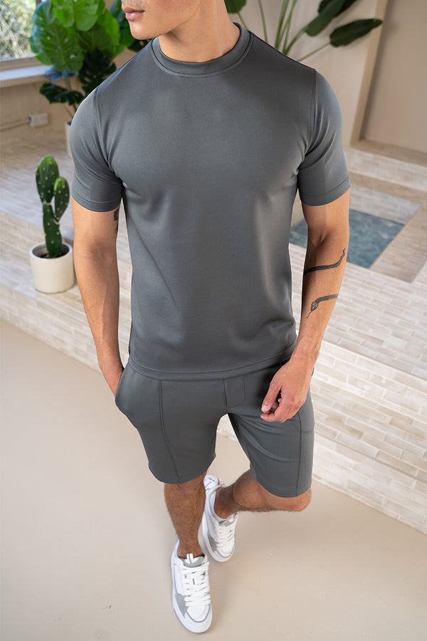 Premium Scuba Pintuck Shorts - Charcoal
