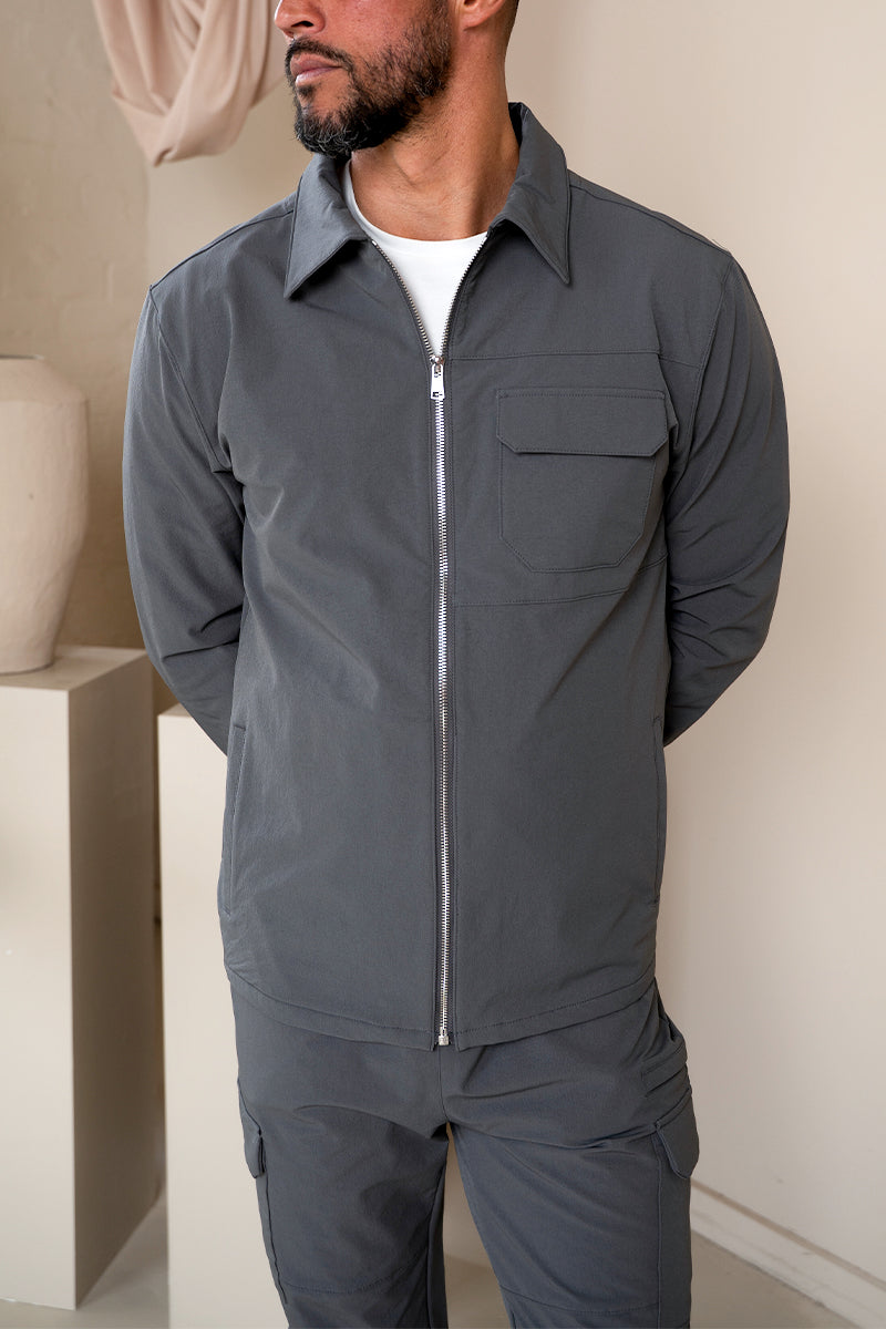 Premium Detail Cargo Jacket V2 - Charcoal