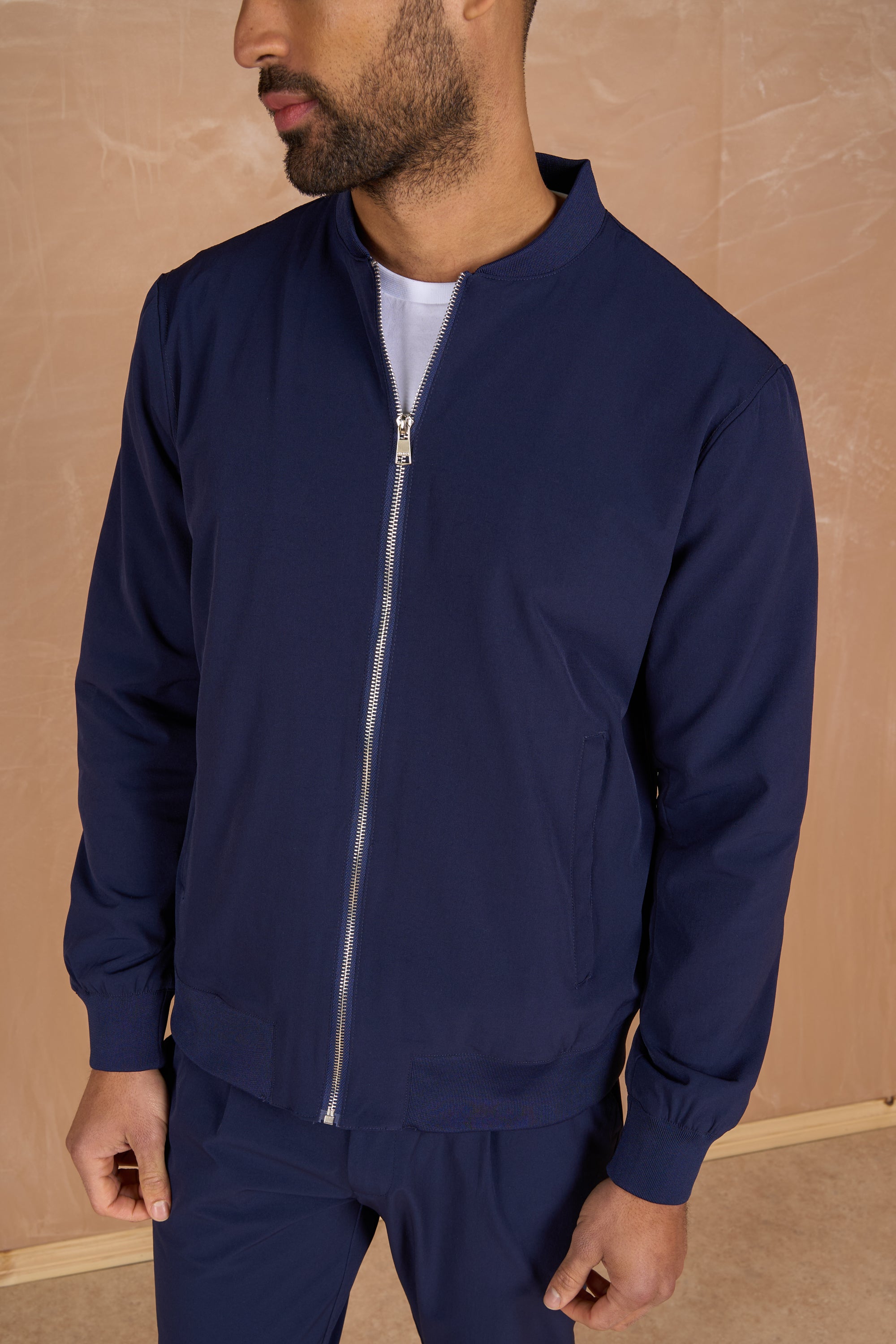 Premium Performance Bomber Jacket - Navy