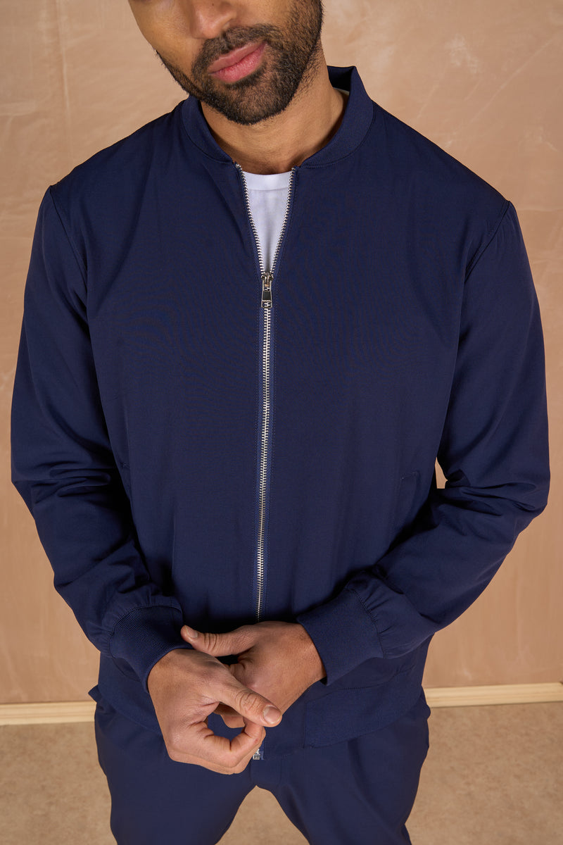 Premium Performance Bomber Jacket - Navy