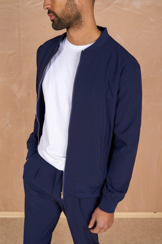 Premium Performance Bomber Jacket - Navy