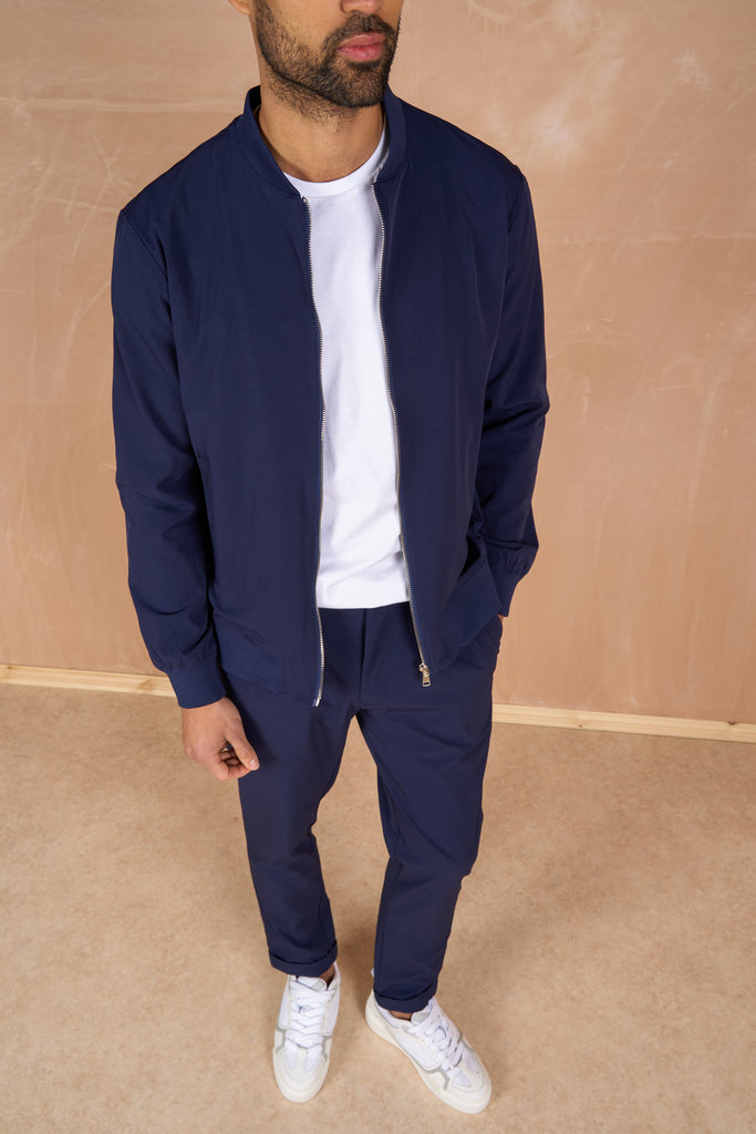 Premium Performance Bomber Jacket - Navy