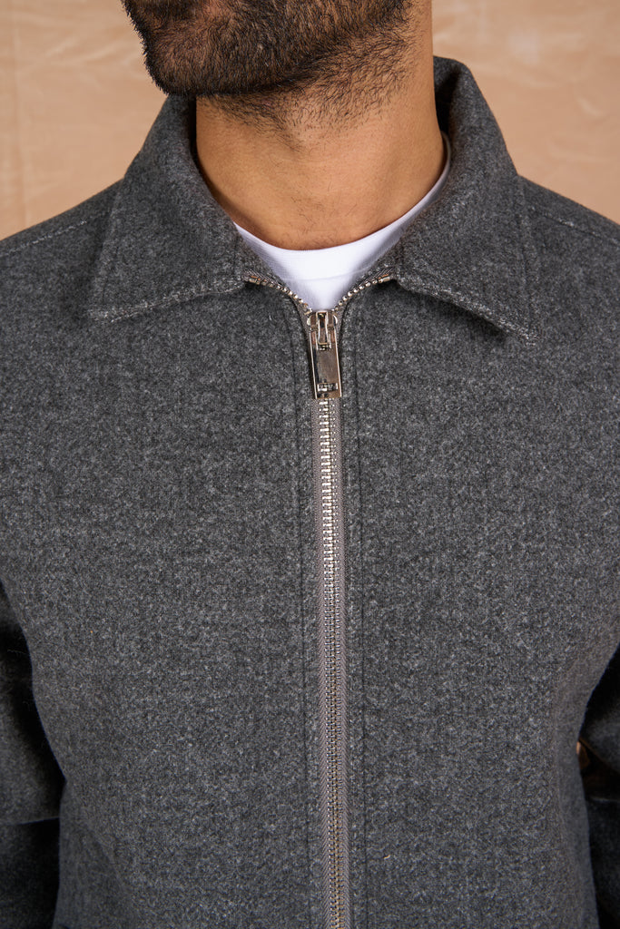 Premium Boucle Zip Up Jacket - Charcoal