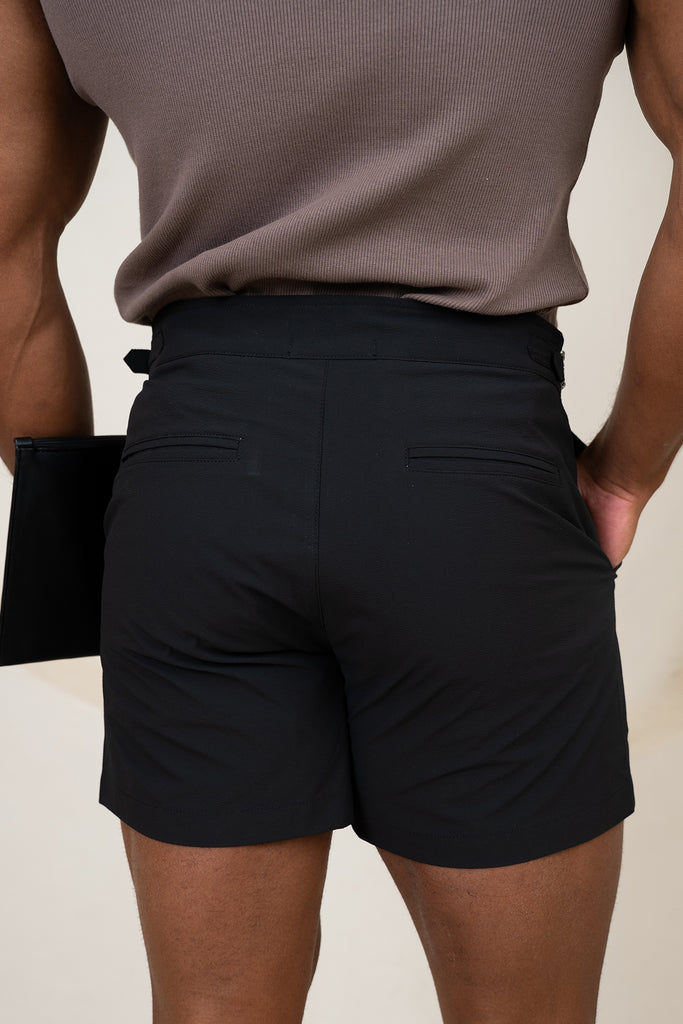 Short interlock à plis - Gris clair