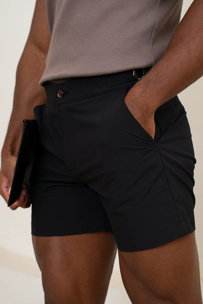 Short interlock à plis - Gris clair