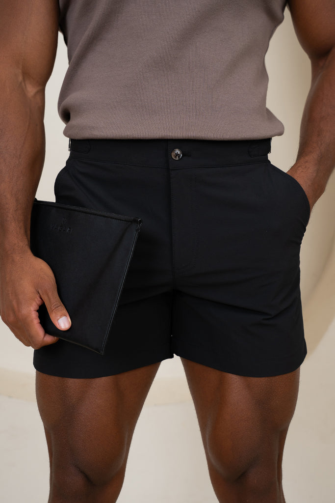 Short interlock à plis - Gris clair