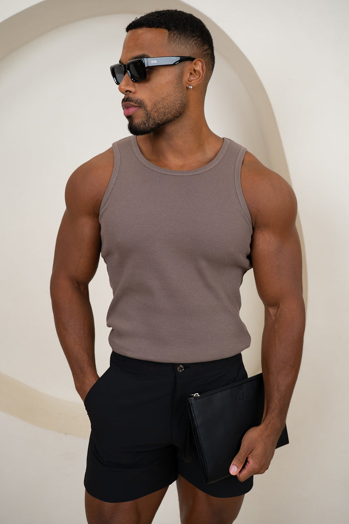 Short interlock à plis - Gris clair