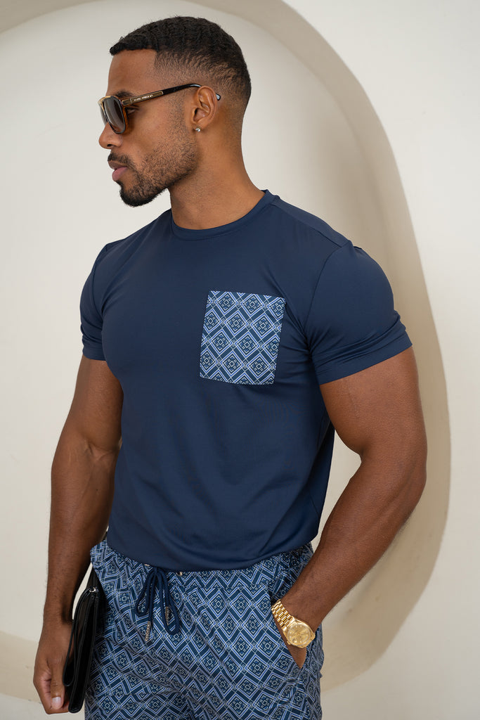 Scuba Aztec Pocket T-Shirt - Navy