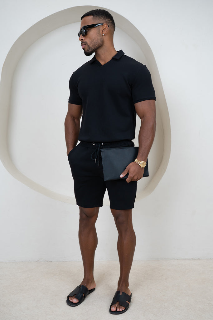 Brushed Scuba Shorts - Black