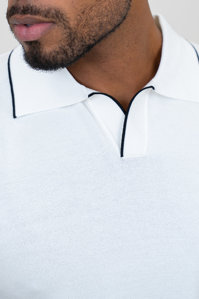 Contrast Slim Fit Polo - White