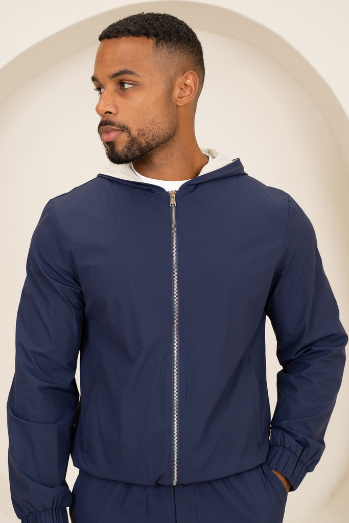 Contrast Lined Technical Windbreaker - Navy