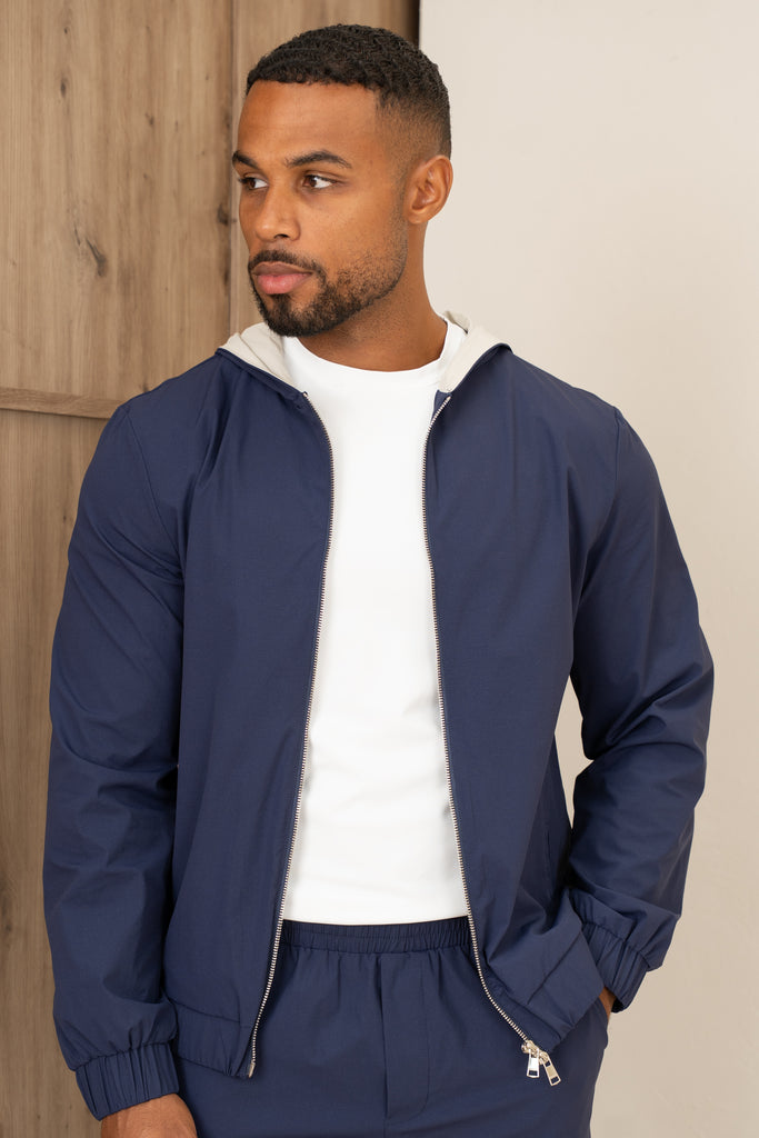 Contrast Lined Technical Windbreaker - Navy