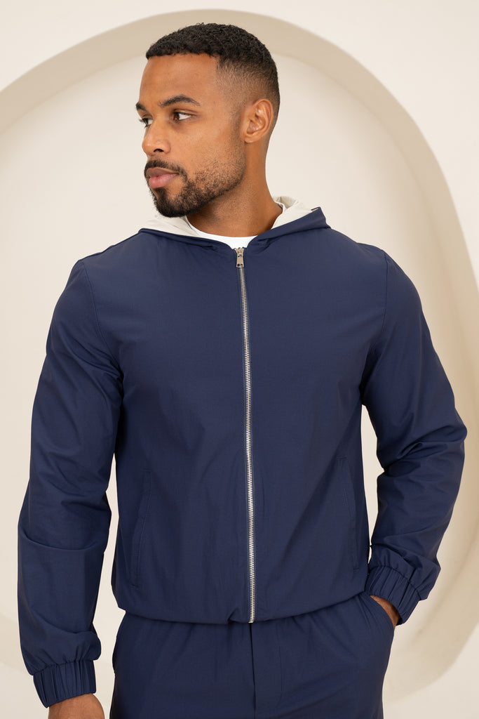 Contrast Lined Technical Windbreaker - Navy