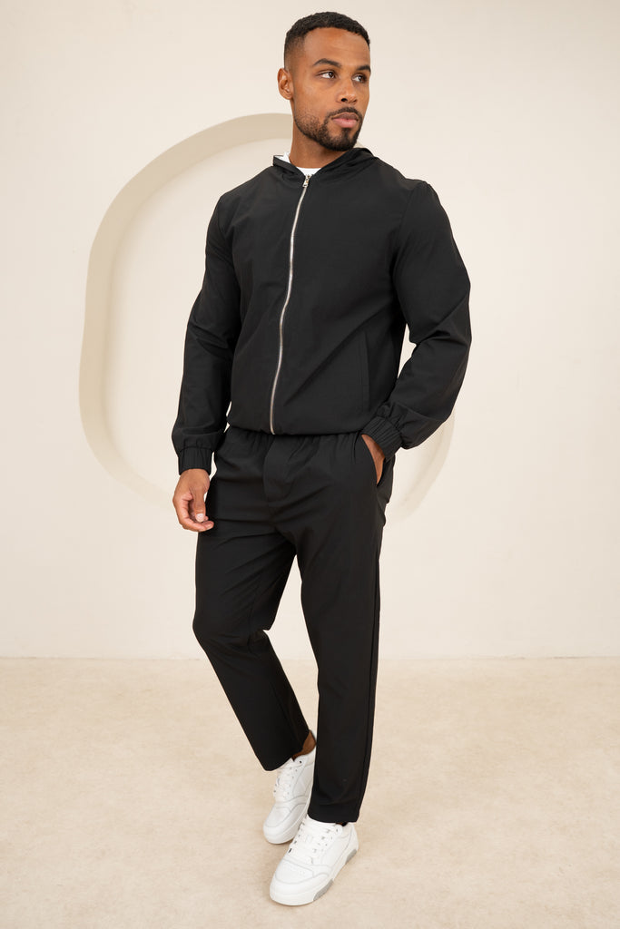 Contrast Lined Technical Windbreaker - Black