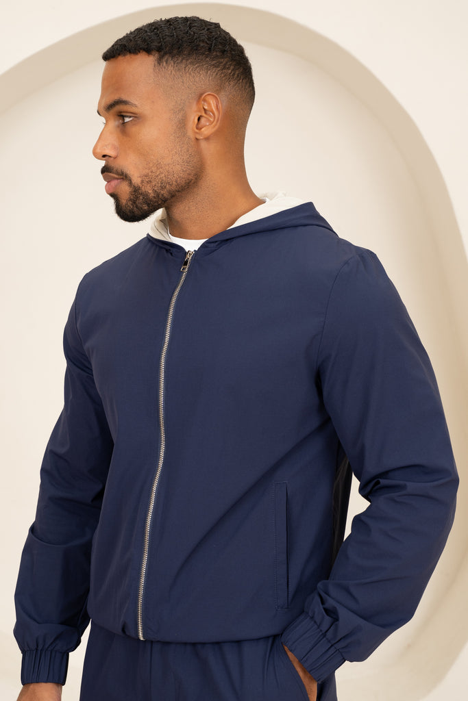 Contrast Lined Technical Windbreaker - Navy