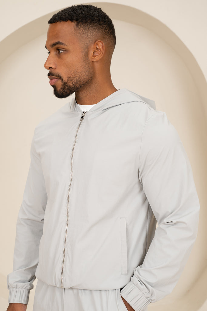 Contrast Lined Technical Windbreaker - Grey