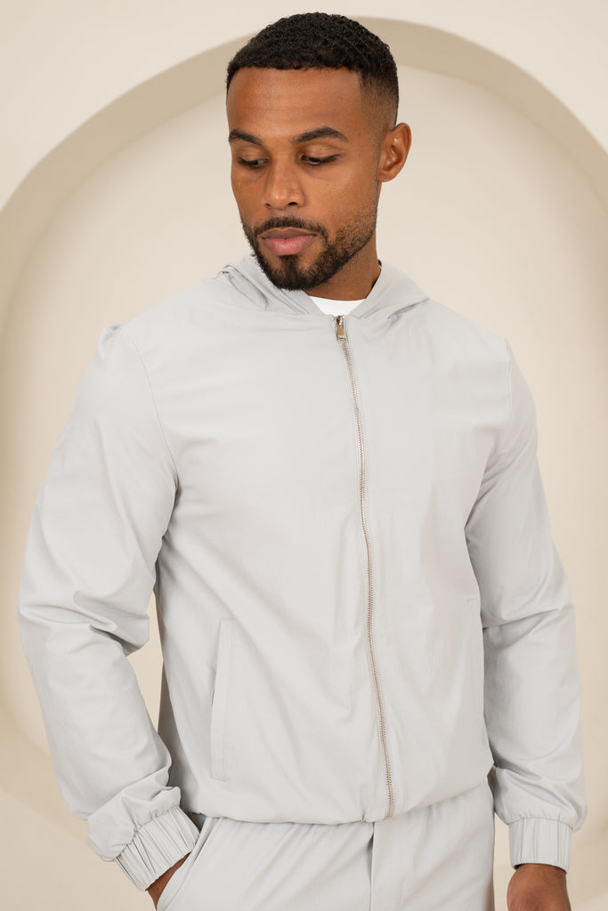 Contrast Lined Technical Windbreaker - Grey