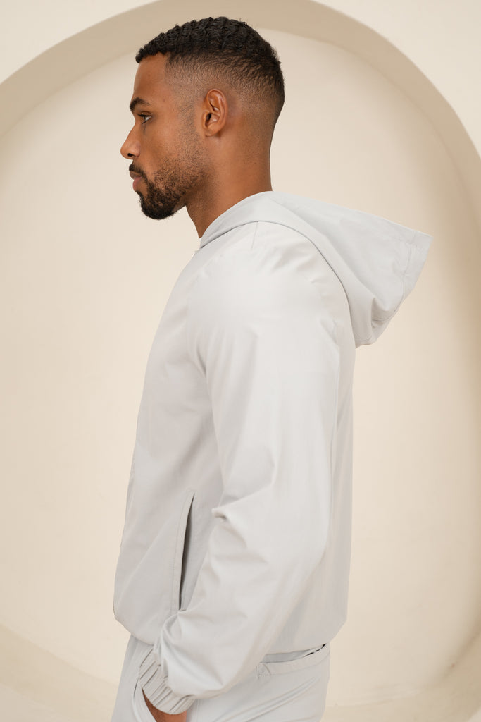 Contrast Lined Technical Windbreaker - Grey