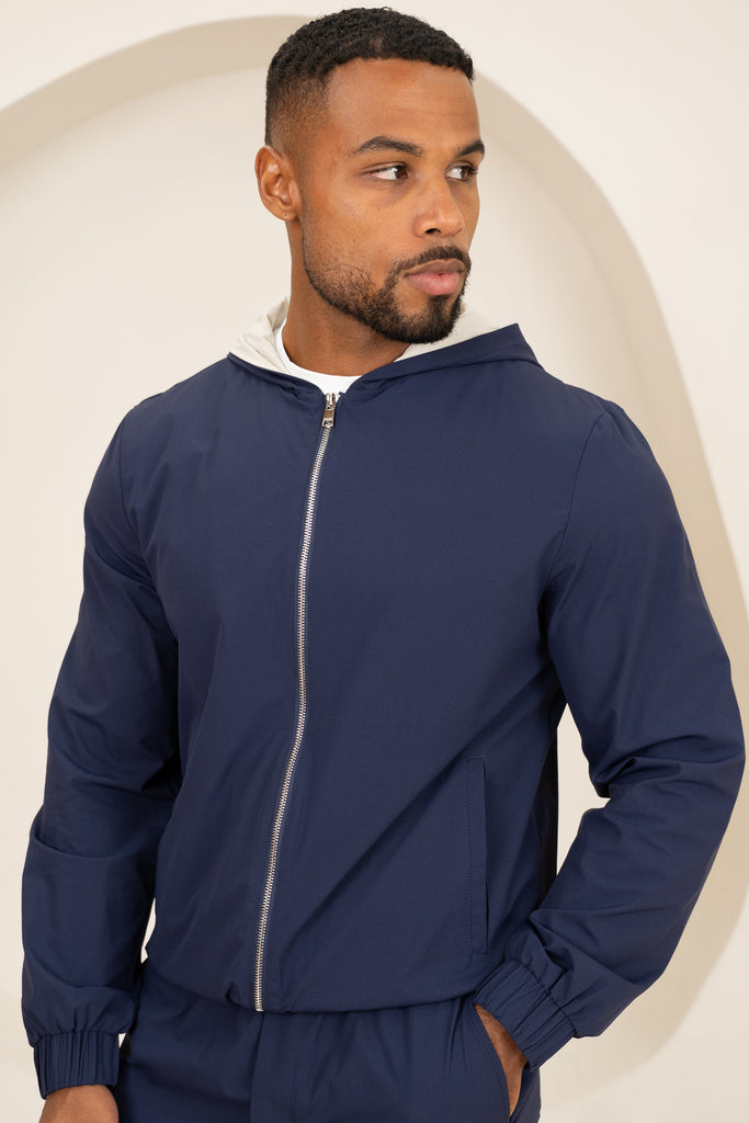 Contrast Lined Technical Windbreaker - Navy