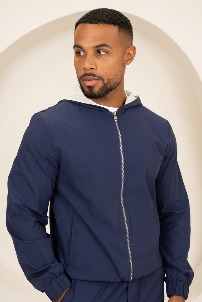 Contrast Lined Technical Windbreaker - Navy