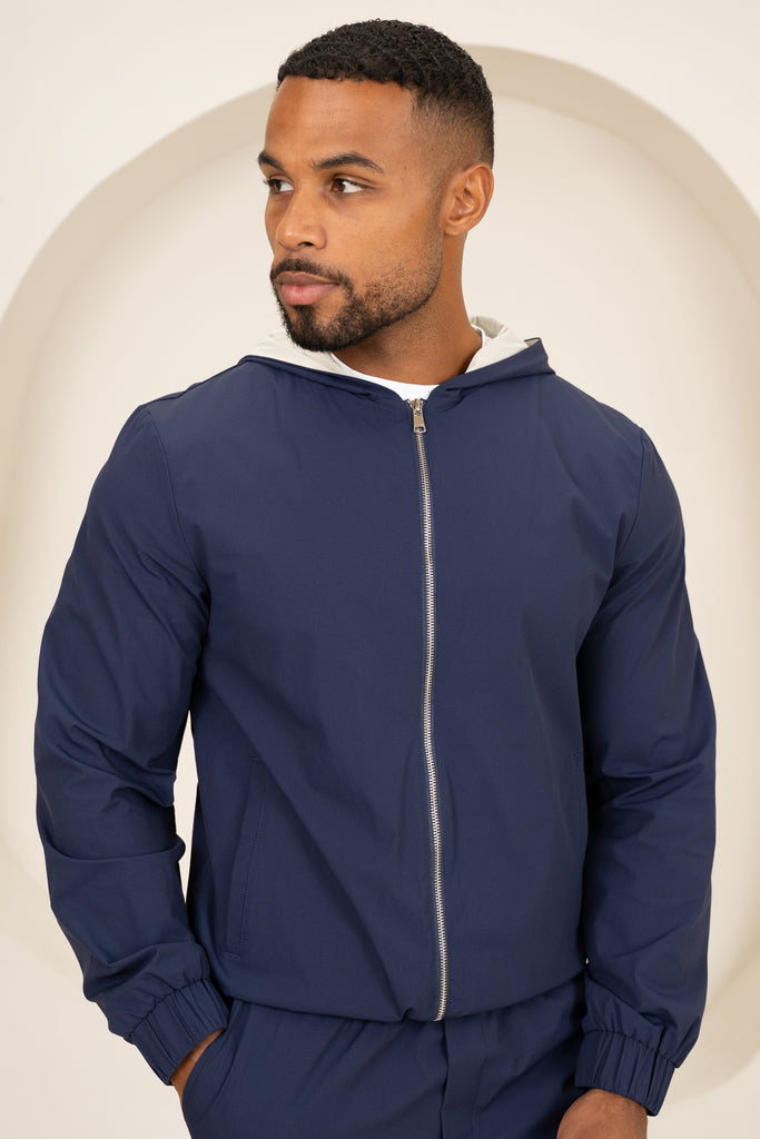 Contrast Lined Technical Windbreaker - Navy