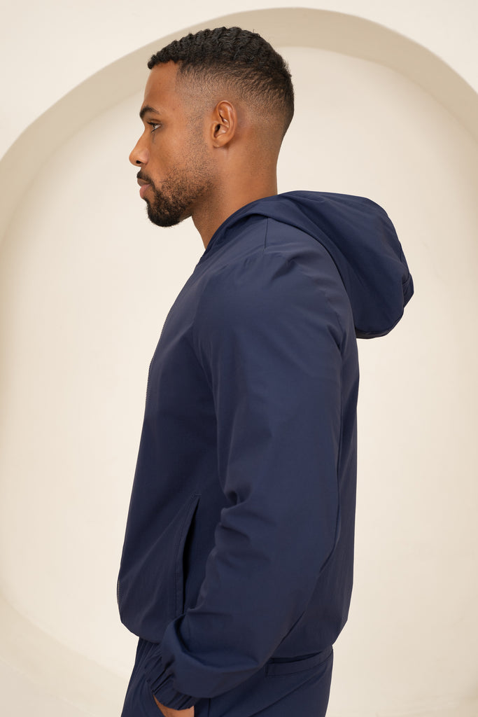 Contrast Lined Technical Windbreaker - Navy