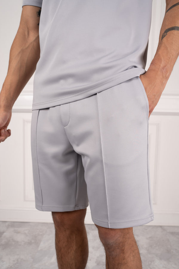 Premium Scuba Pleated Shorts - Grey