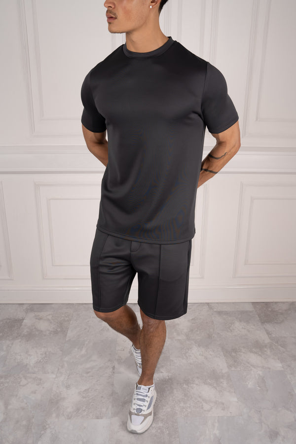 Premium Scuba Pleated Shorts - Charcoal