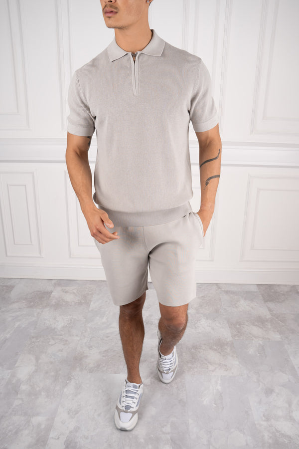Premium Ribbed Knitted Shorts - Grey