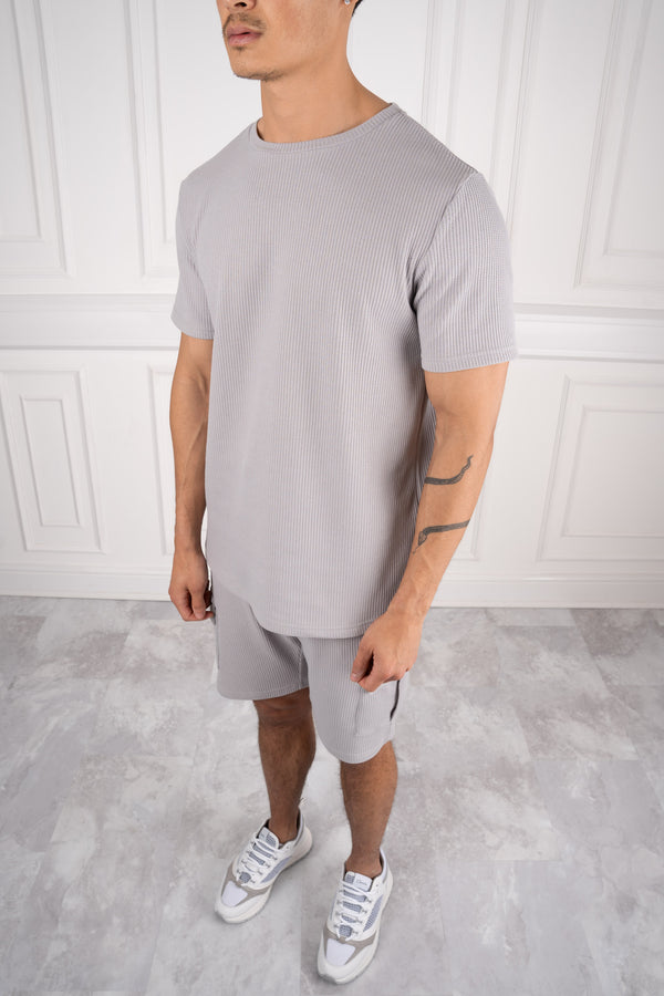 Textured Stretch Shorts - Grey