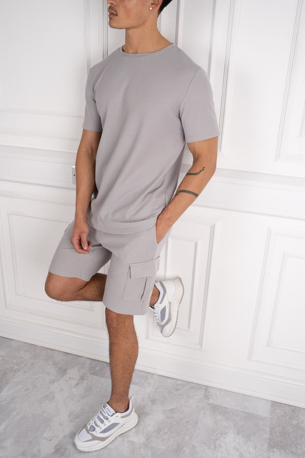 Textured Stretch Slim Fit T-Shirt - Grey