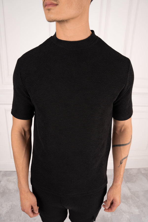 Zig-Zag Textured T-Shirt - Black