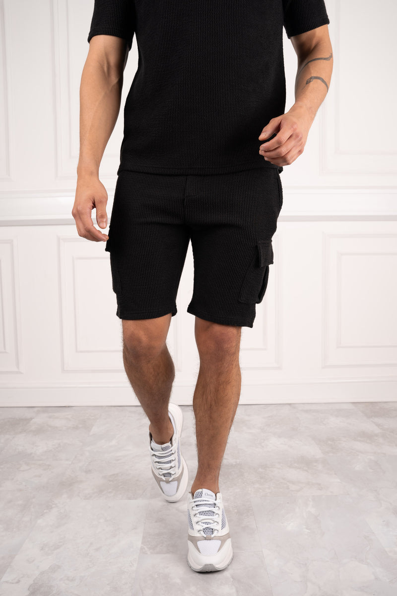 Zig-Zag Stitch Shorts - Black