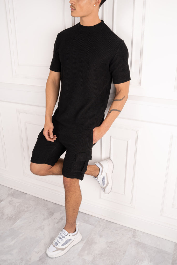 Zig-Zag Stitch Shorts - Black