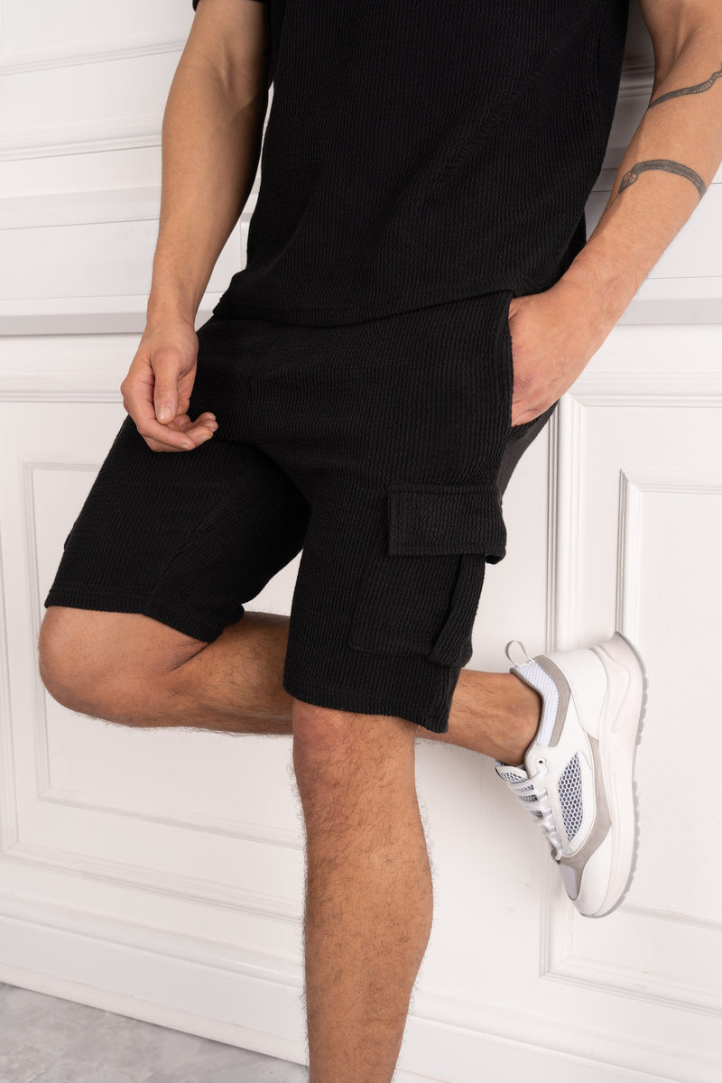 Zig-Zag Stitch Shorts - Black